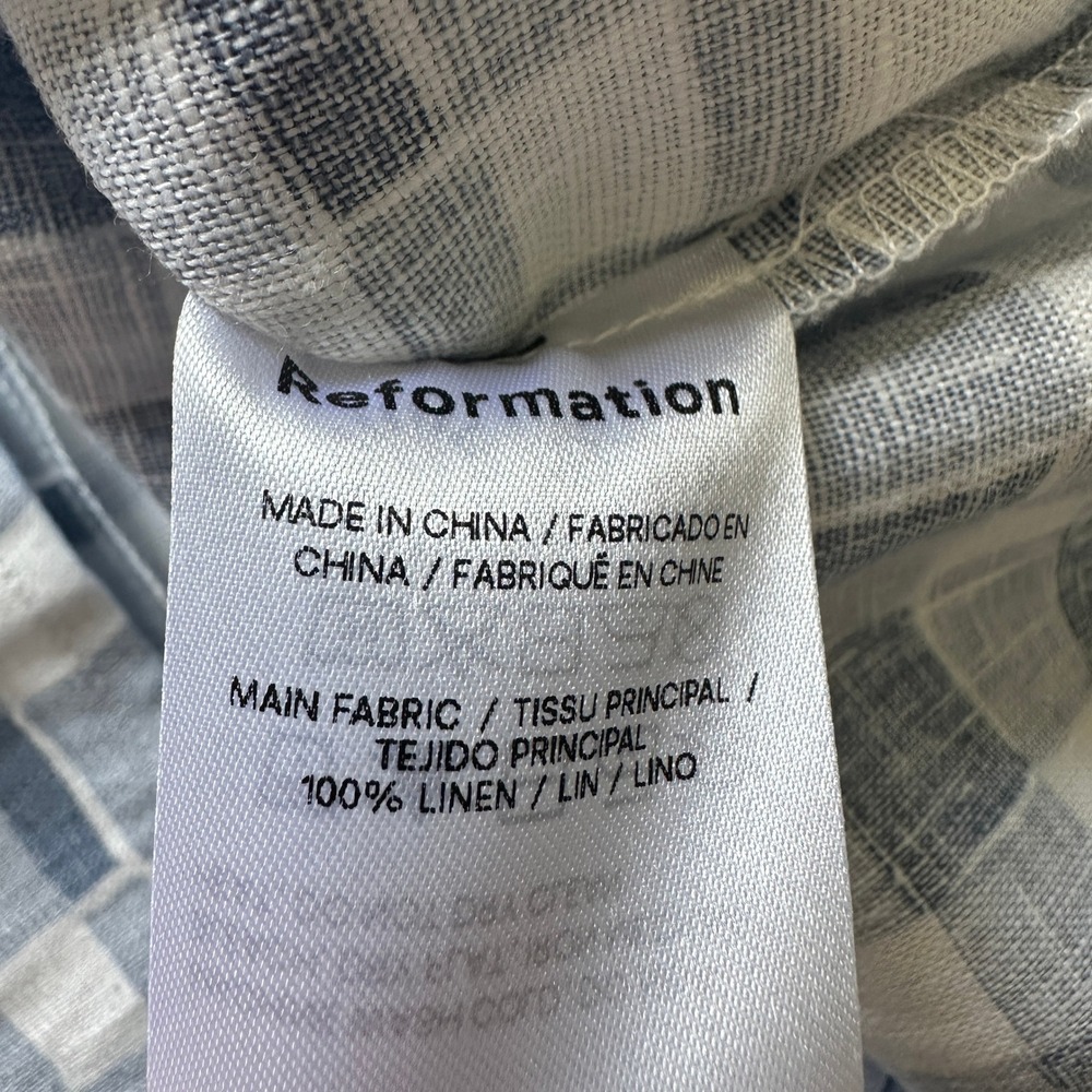 Reformation Reia Linen Mini Dress Jodie | Blue Gingham 4 - Picture 7 of 11